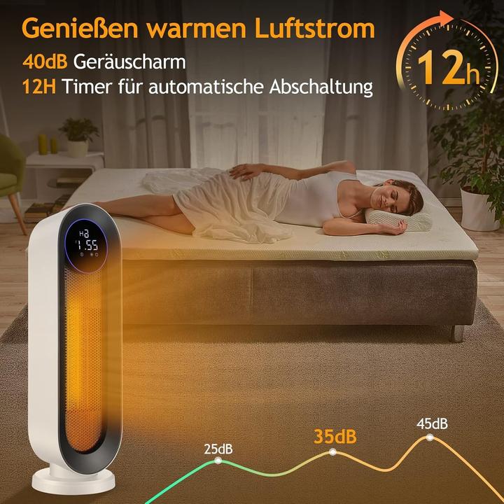 Actual product image Coocheer 2000W Ceramic Fan Heater with 3 Modes, Thermostat, 12-Hour Timer, and 100-Degree Oscillation