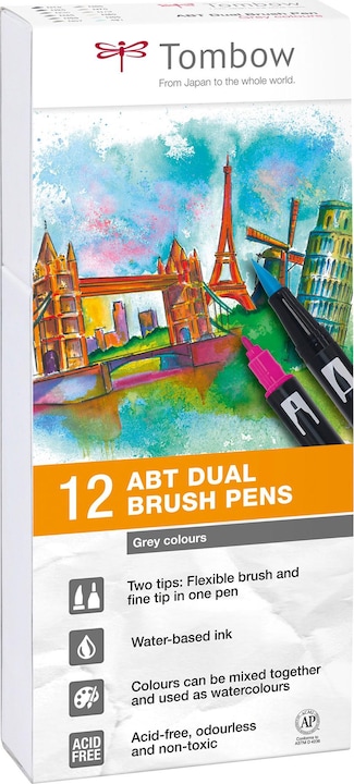 Produktbild Tombow ABT Dual Brush Pen (Black-Grey, 12 x)