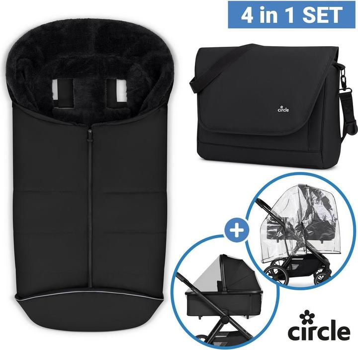 ABC Design circle by Fusssäcke für Kinderwagen & Buggys Zubehör-Set Kinderwagen mit Wickeltasche