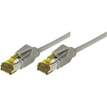 Tecline Patchkabel S/FTP, PiMF, Cat 6a, grau, 1,0 m Für 10 Gigabit/s, halogenfrei, mit Draka-Kabel und Hiros (S/FTP, CAT...
