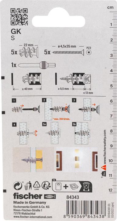 Produktbild Fischer Gipskartondübel GK S K