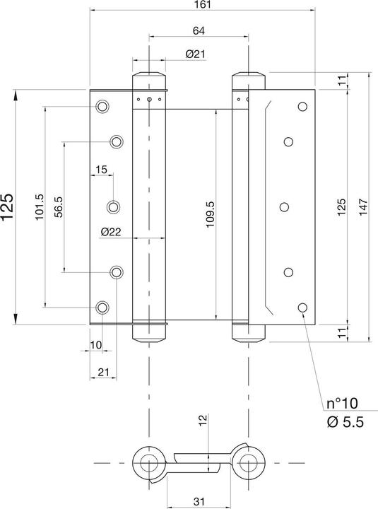 Produktbild Ibfm Pendeltürband doppelt wirkend, Gr. 33, Edelstahl