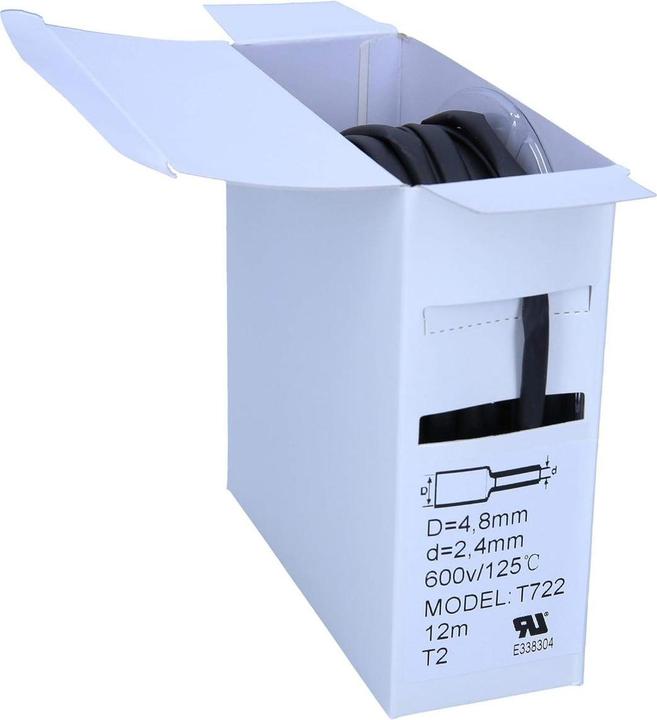 Actual product image Kalitec 12m heat shrink tubing black from 4.8mm to 2.4mm I 2:1 I Industrial quality from German dealer (1 x)