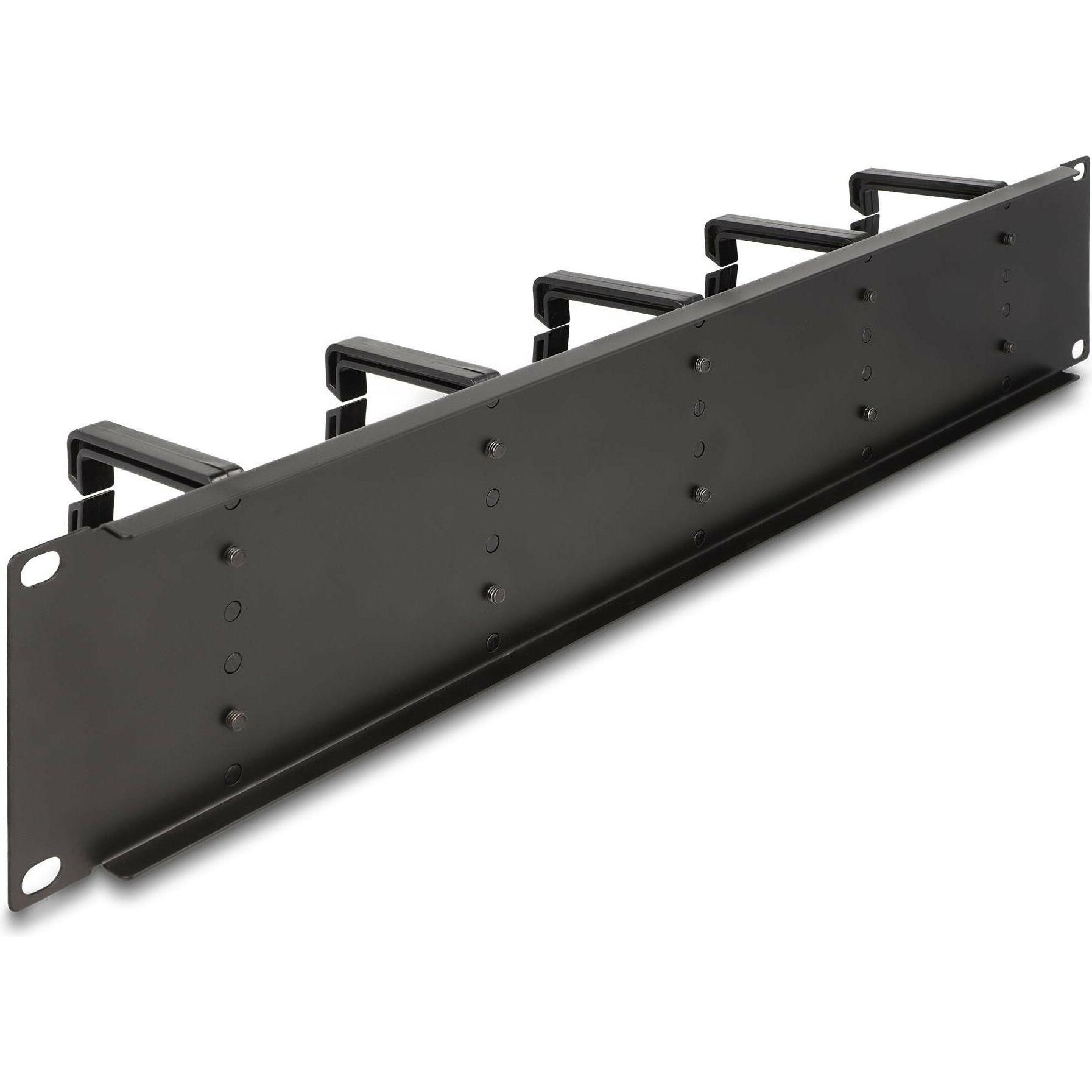 Thumbnail - Delock 48,30cm (19") Kabelmanagement Rangierpanel mit 10 Kunststoffbügel 2 HE schwarz, Serverschrank Zubehör, Schwarz
