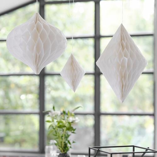 Produktbild Ginger Ray Wabenball Hängedekoration Weiss 3er Set