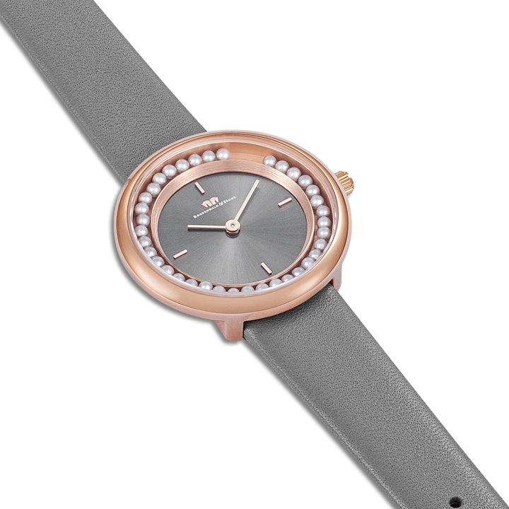 Immagine prodotto Orologio da donna al quarzo con perle in vera pelle grigio - 32216 (Orologio da polso analogico, 32 mm)
