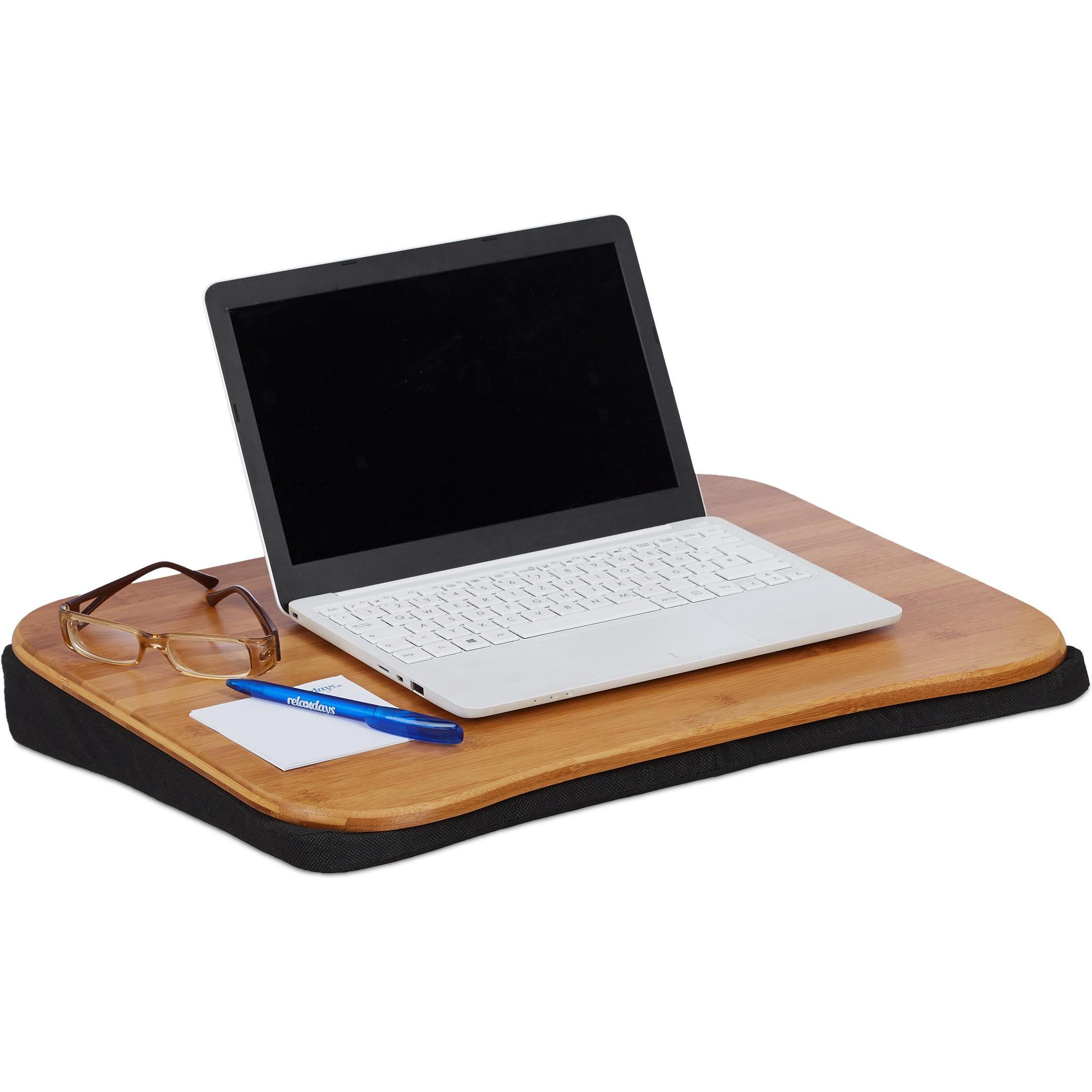 Relaxdays Bambus, Notebook Ständer, Braun, Schwarz