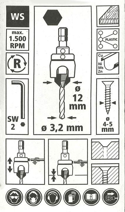 Produktbild wolfcraft wolfcraft 1 Vorbohrer m Senker+Tiefenst. ø3,2x12mm (3.2 mm, 12 mm)