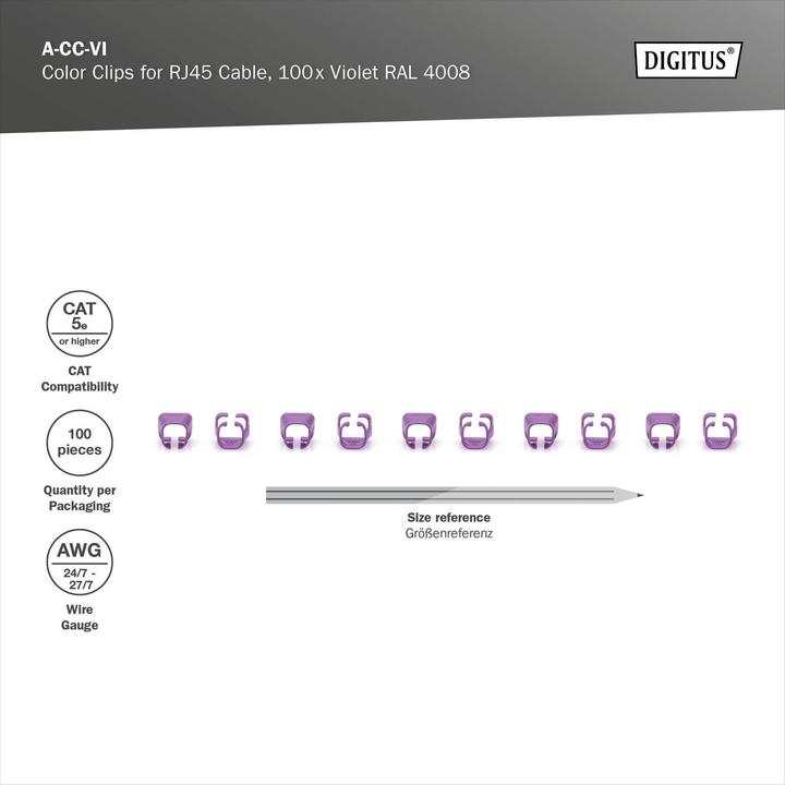 Produktbild Digitus Farbclips für Patchkabel - Violett (CAT5e)