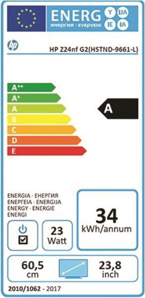 Label énergétique HP Z24nf G2 (1920 x 1080 pixels, 23.80")
