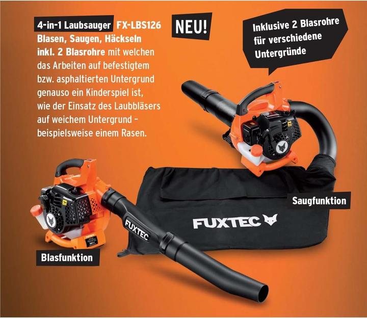 Immagine prodotto Fuxtec FX-LBS126 (Benzina, Soffiafoglie, Aspirafoglie, Aspiratore e soffiatore)