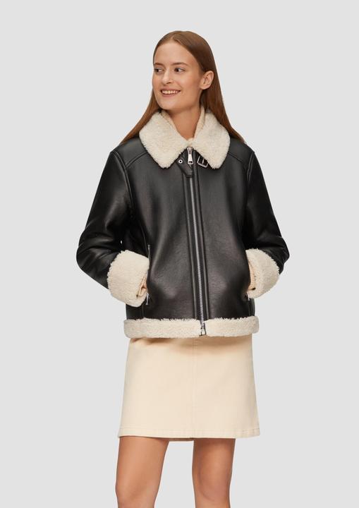 Produktbild S.Oliver Outdoor-Jacke Jacke aus Lederimitat mit Teddyplüsch (46)