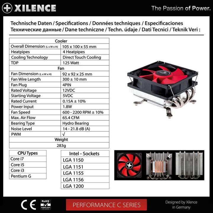 Produktbild Xilence Intel, 600-2200 ± 10% RPM, 65.4 CFM, 14 - A (25 mm)