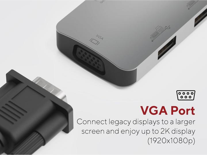 Actual product image LINQ Connects USB-C -> 1x HDMI, 1x DP, 1x miniDP, 1x VGA, 1x USB-C, 2x USB-A LQ48019 grey (USB-C, 7 ports)