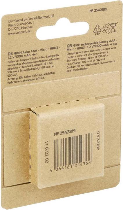 Produktbild Voltcraft Endurance (4 Stk., AAA, 1000 mAh)