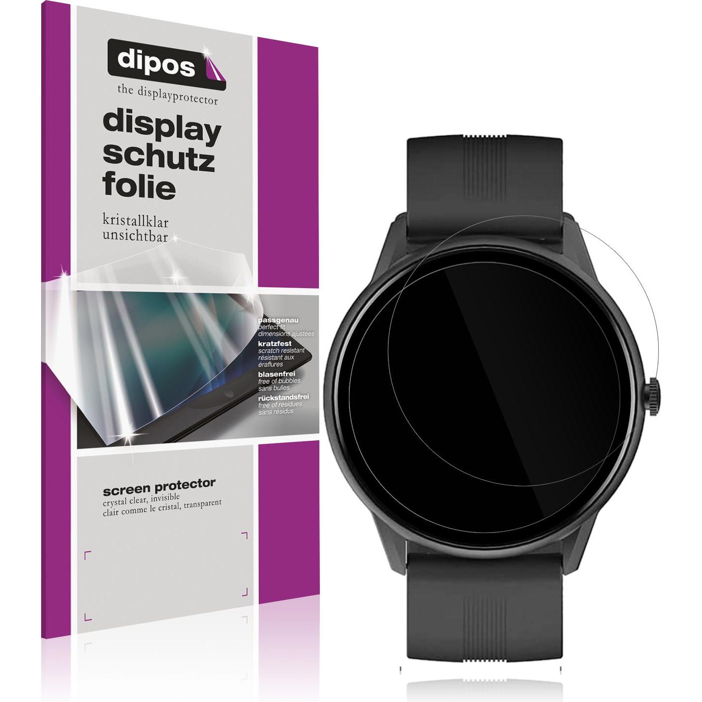 Dipos Displayschutzfolie Crystalclear, Smartwatch Schutzfolie, Transparent