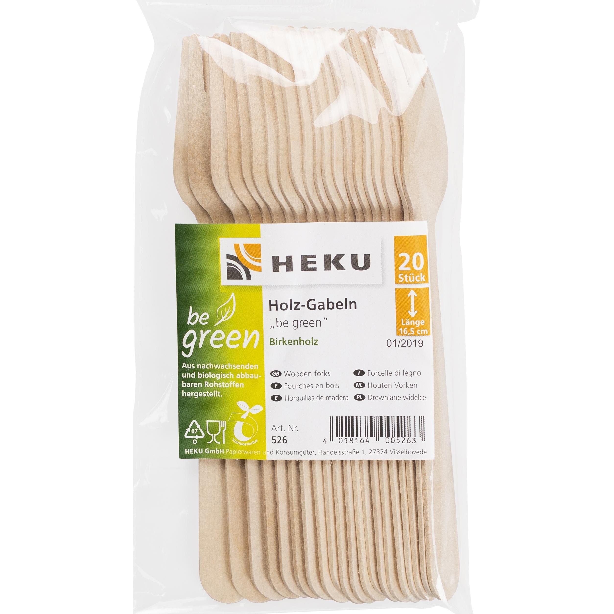 Heku, Einweggeschirr, Gabel biologisch abbaubar Be Green (20 x)
