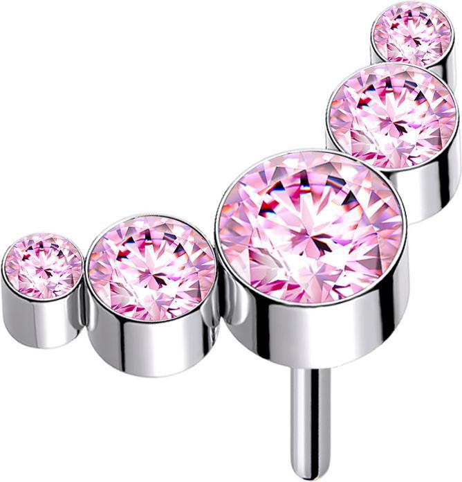 Immagine prodotto Star Piercing Threadless argento cinque cristalli rosa (senza ottone, Titanio)