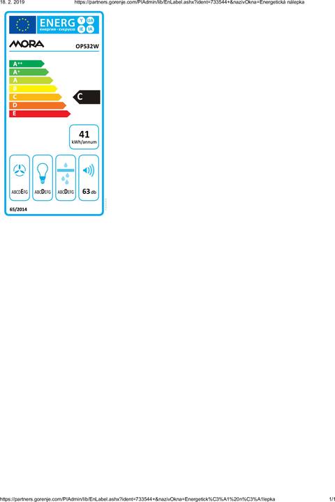 Energie-Label Mora & Memo OP532W (Wandhaube)