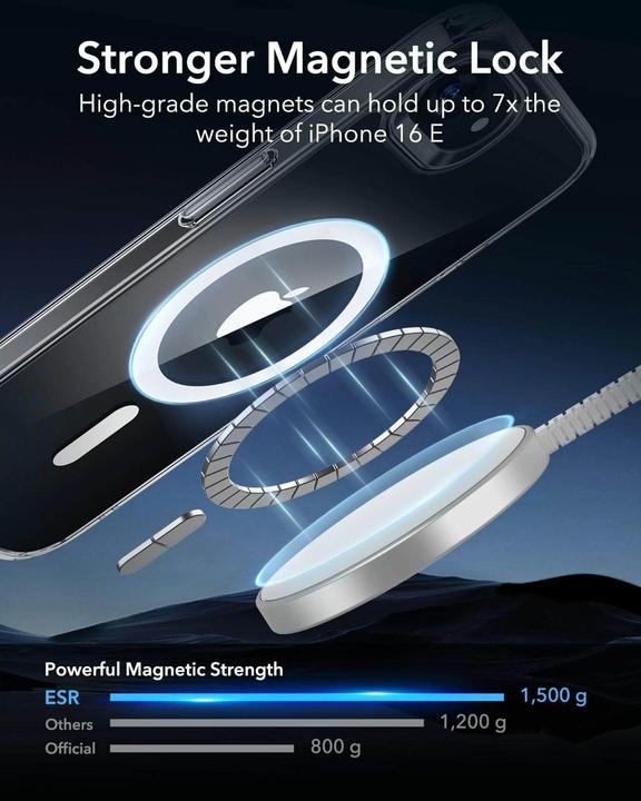 Actual product image ESR Classic Hybrid Halolock MagSafe iPhone 16e Case - Clear (Apple iPhone 16e, Apple iPhone 17e)