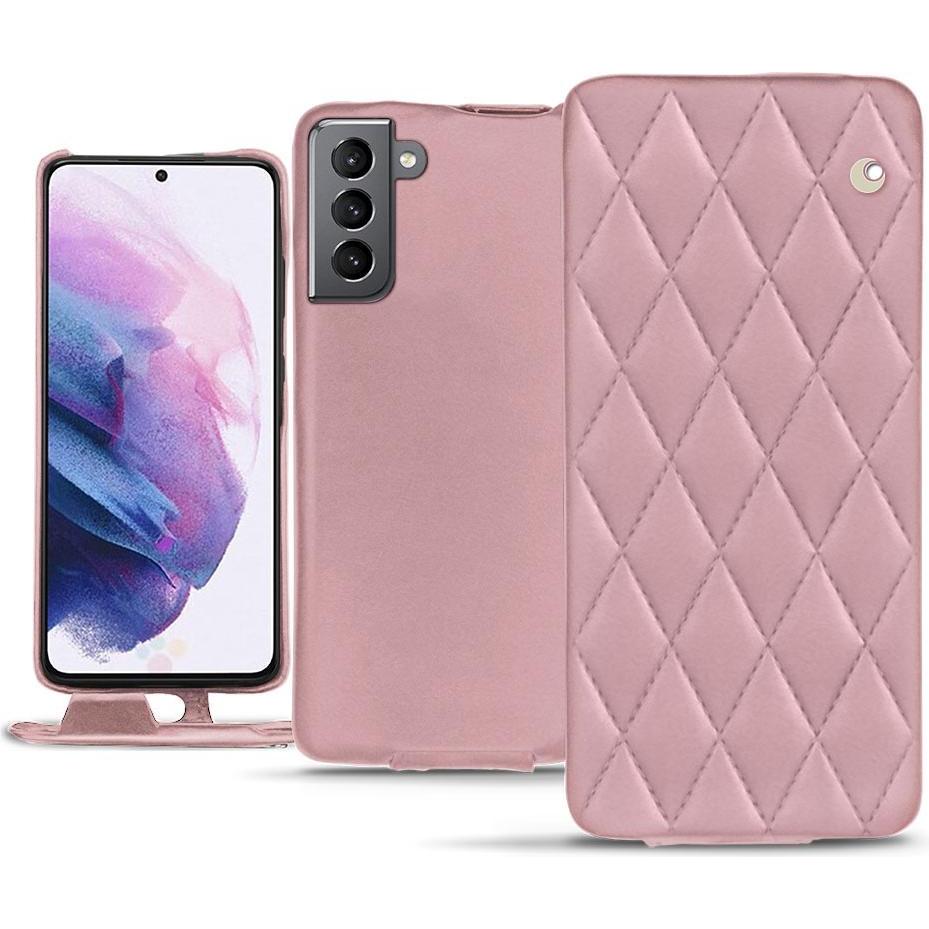 Noreve Lederschutzhülle vertikal (Samsung Galaxy S21), Smartphone Hülle, Rosa