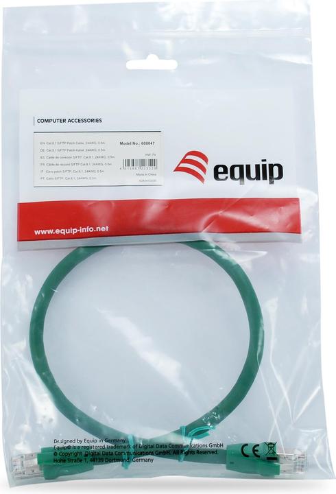 Image du produit equip RJ-45 - RJ-45, M/M S/FTP, 24AWG PoE++, LSZH (S/FTP, CAT8.1, 0.50 m)