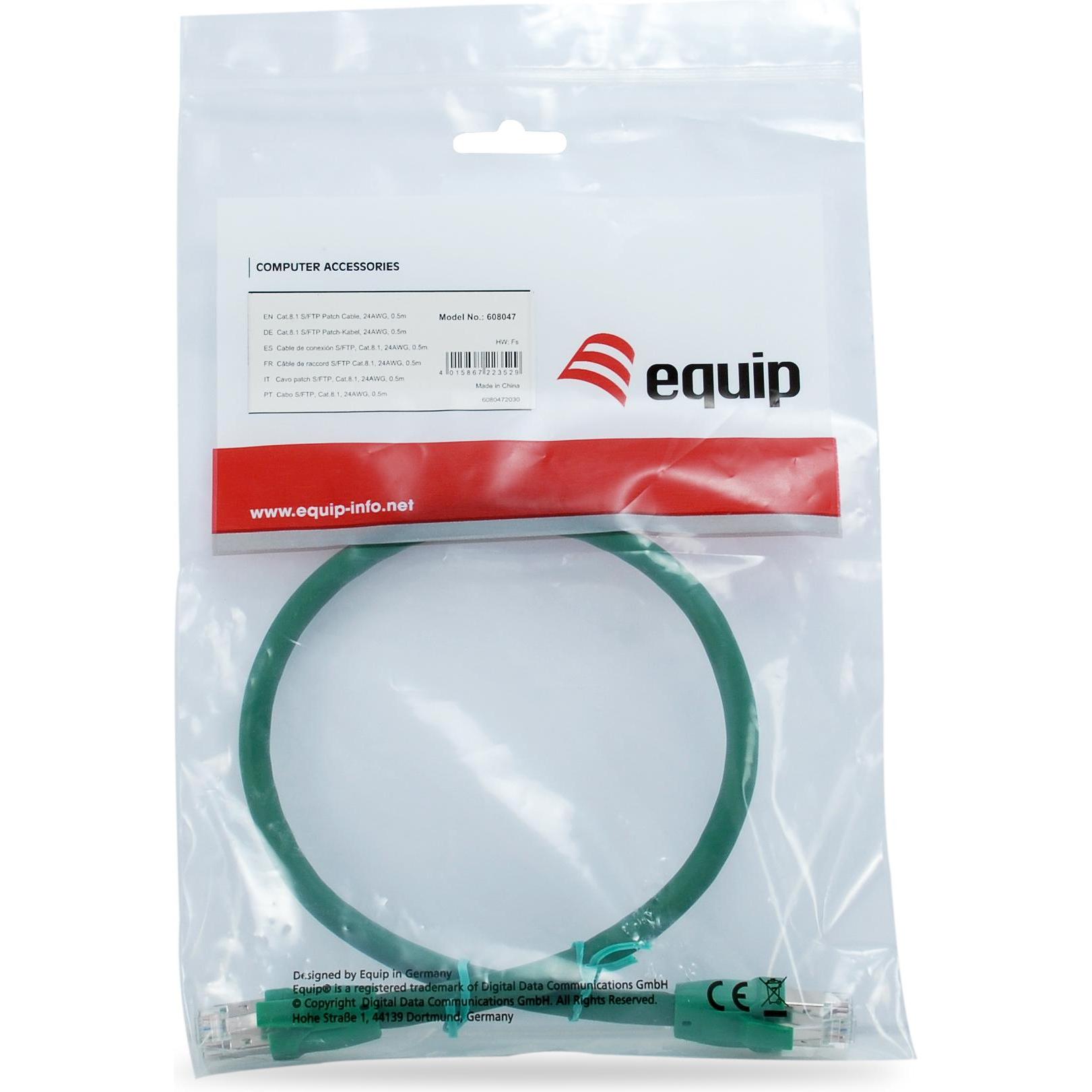 Thumbnail - equip RJ-45 - RJ-45, M/M S/FTP, 24AWG PoE++, LSZH (S/FTP, CAT8.1, 0.50 m), Netzwerkkabel