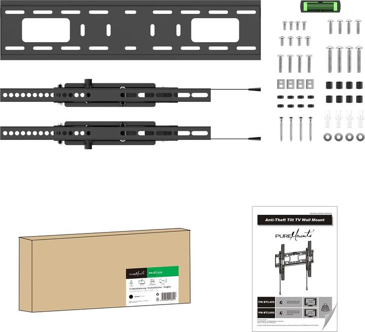 Actual product image PureMounts Wall Mount PM-BTL600, Black (Wall, 70", 50 kg)