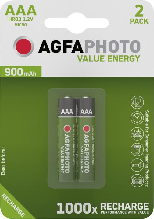 Actual product image AGFAPHOTO Accu Hr03 900 (2 pcs., AAA, 900 mAh)