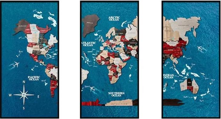 Image du produit Enjoy The Wood Carte du monde 3D en bois (3 pièces) - Décoration murale