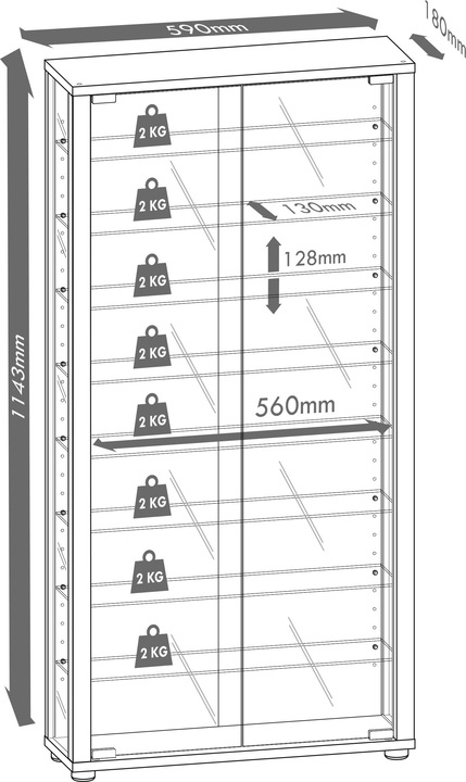 Produktbild VCM Sammel Wandvitrine Holz Glas Vitrosa Maxi (59 x 18 x 114 cm)