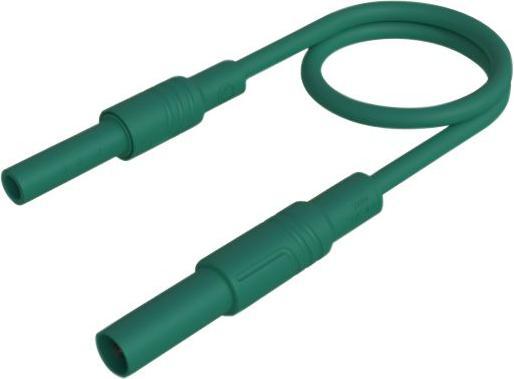 Actual product image Hirschmann Test & Measurement Test lead, plug, 4 mm - socket, 4 mm, green, brass, nickel-plated, 250mm