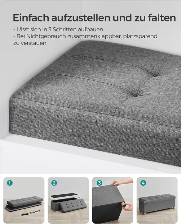 Produktbild Songmics Sitztruhe Ottomane 110 x 40 cm, Grau, Tiefe (110 cm)