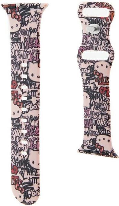 Image du produit Hello Kitty Pasek HKAWMSDGPTP Apple Watch 38/40/41mm różowy/pink strap Silicone Tags Graffiti (40 mm, Acier inoxydable, Matières plastiques, Silicone)