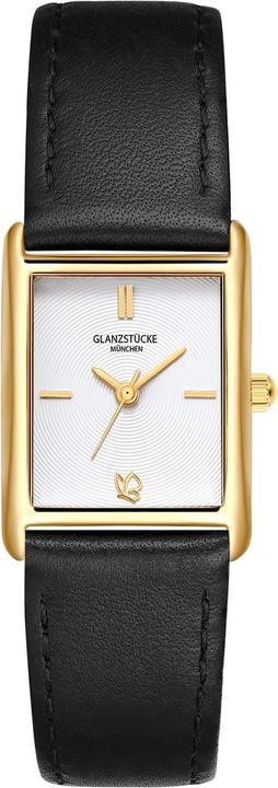 Actual product image Glanzstücke München Damen Quarzuhr gelbgold Echtleder schwarz - 38062 (22 mm)