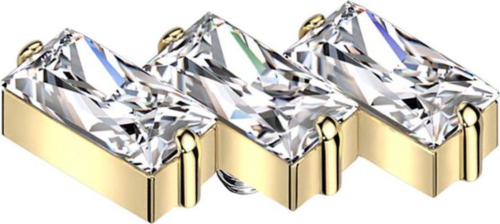 Actual product image Star Piercing Dermal Anchor three rectangles gold-plated crystals silver (without brass, Titanium)