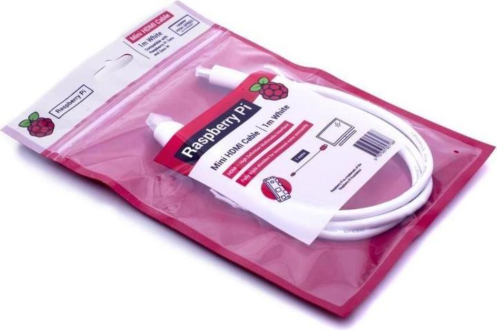 Actual product image Berrybase Official Raspberry Pi Zero Mini HDMI cable, white