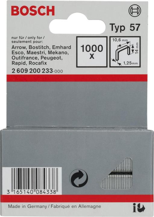 Produktbild Bosch Professional Zubehör Flachdrahtklammer Typ 57, 10,6 x 1,25 x 14 mm