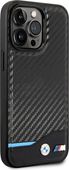Actual product image BMW Case BMHCP14L22NBCK iPhone 14 Pro 6.1" czarny/black Leather Carbon (Apple iPhone 14 Pro)