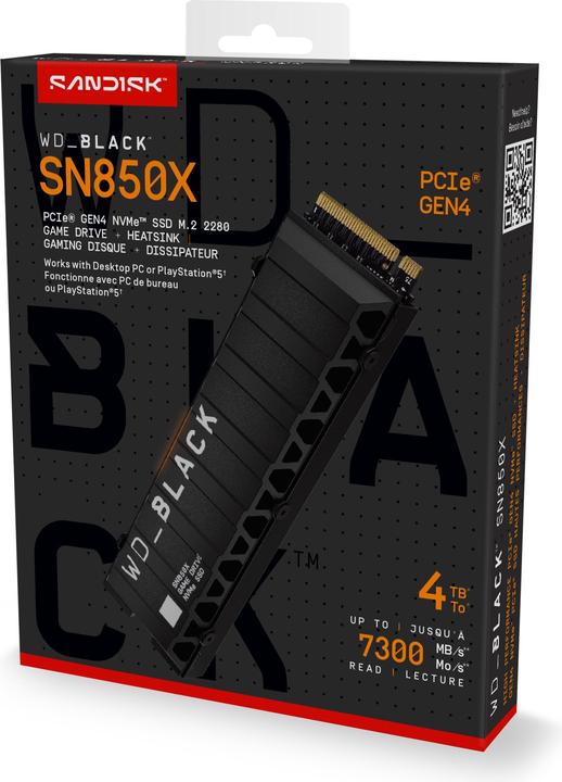 Produktbild WD Black SN850X mit Heatsink powered by SANDISK (4000 GB, M.2 2280)