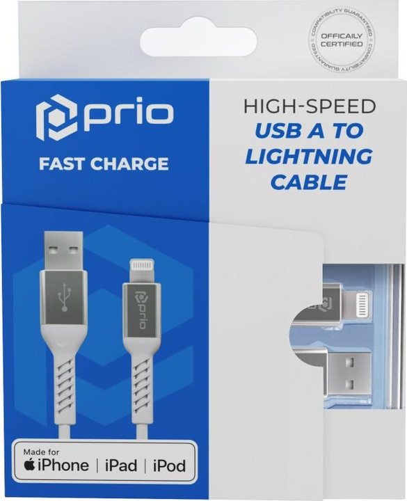 Actual product image prio Charge & Sync USB A to Lightning Cable Mfi certified 2m white (2 m)