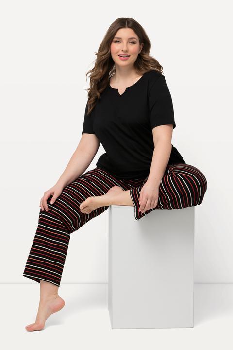 Produktbild Ulla Popken Pyjama, Ringel, Tunika-Ausschnitt, Halbarm (42, 44)