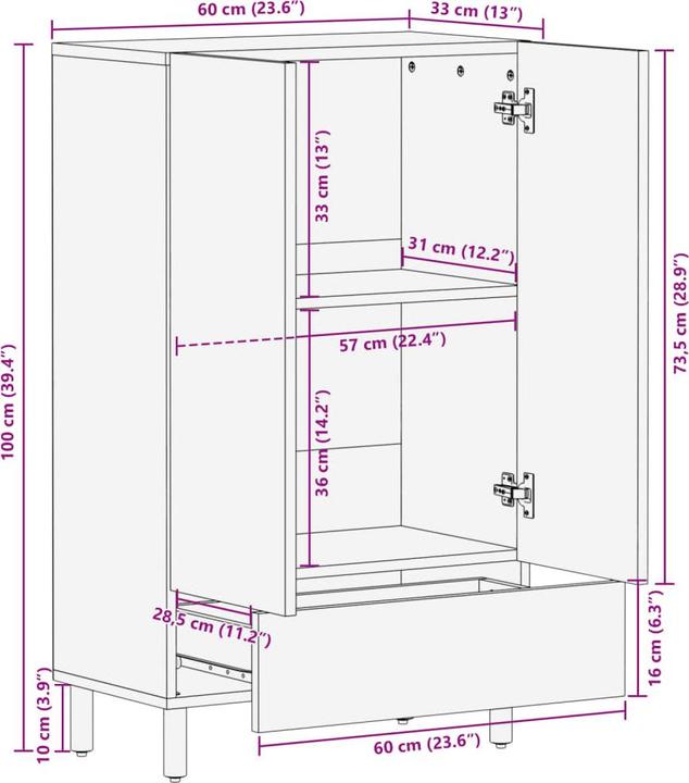 Produktbild vidaXL Highboard (60 x 33 x 100 cm)
