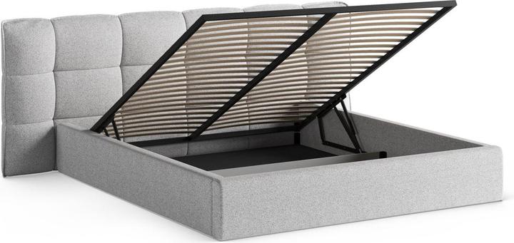 Actual product image Micadoni Storage Bed With Headboard, "Eric", Light Grey Melange, 225x250x104 Made in Europe (160 x 200 cm)