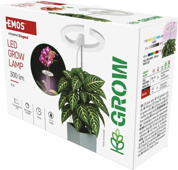 Immagine prodotto Emos Pflanzenlampe LED Vollspektrum, 39 LEDs, für Innenräume, mit Zeitschaltuhr, dimmbar (LED, 5 V)
