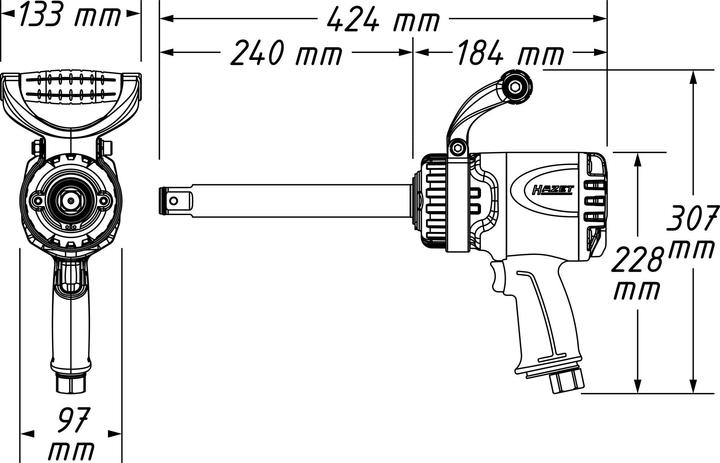 Produktbild HAZET Twin Turbo Schlagschrauber · lange Spindel