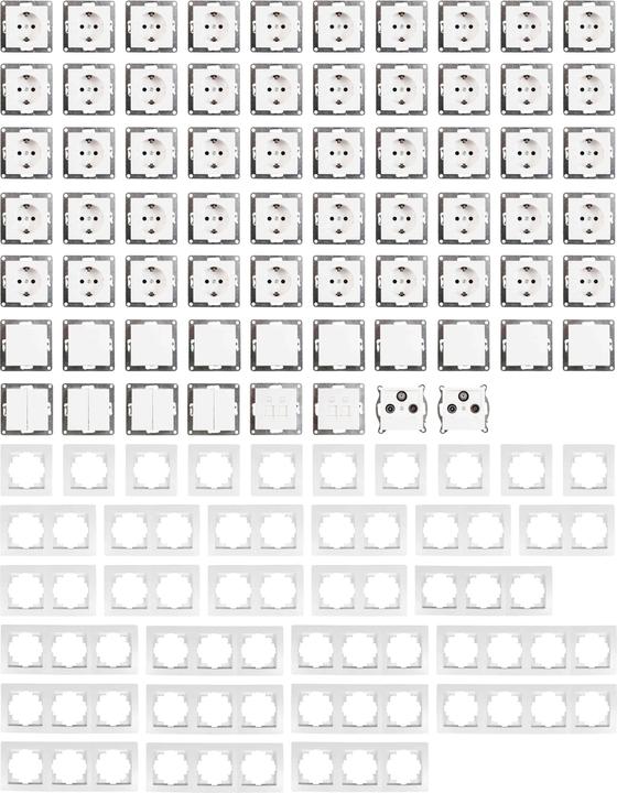 Immagine prodotto MCP Set di interruttori e prese MCPOWER Flair, mega set, 100 pezzi, bianco