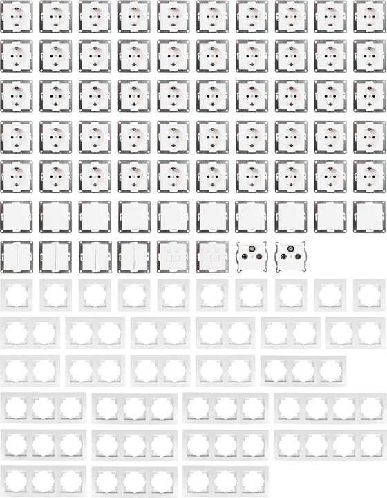 Actual product image MCP MCPOWER Flair switch and socket outlet set, mega set, 100 pieces, white