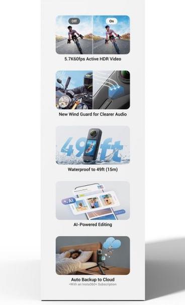 Productafbeelding Insta360 X5 Standard Bundle (30p, Bluetooth, WiFi)