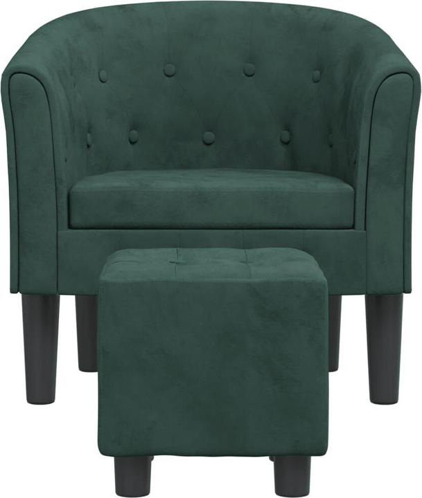 Produktbild vidaXL Clubsessel mit Fusshocker Dunkelgrün Samt,Farbe
